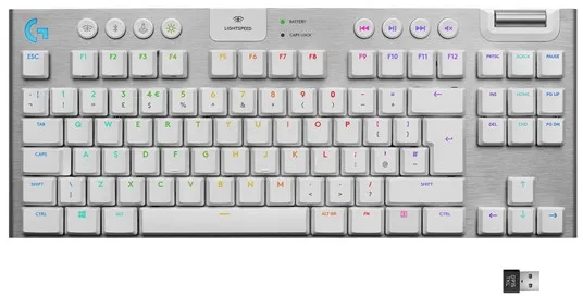 Logitech G915 TKL LIGHTSPEED Wireless GL Tactile - Gaming-tangentbord - Utan numerisk del - Nordisk - Vit
