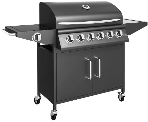 Gasolgrill med 6 brännare och sidobrännare