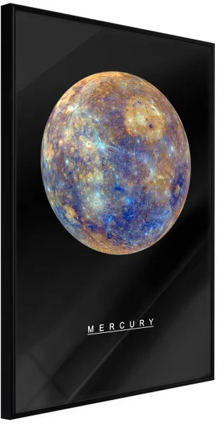 ARTGEIST Affisch med ram - The Solar System: Mercury Gold med passepartout 30x45