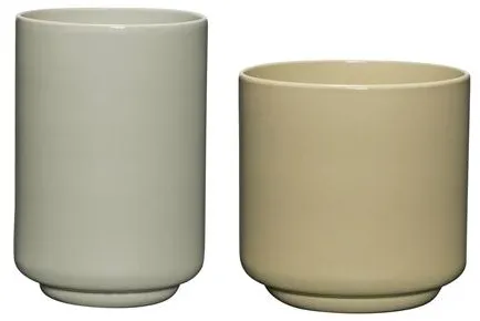 Hübsch Deux Krukset Set om 2 Ljusgrön/Sand