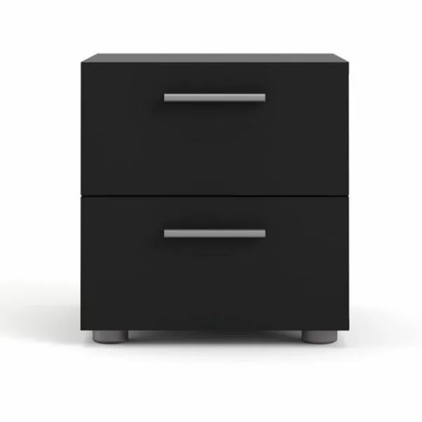 TVILUM Pepe nattduksbord, med 2 lådor - svart folie och plast (40x40,25)