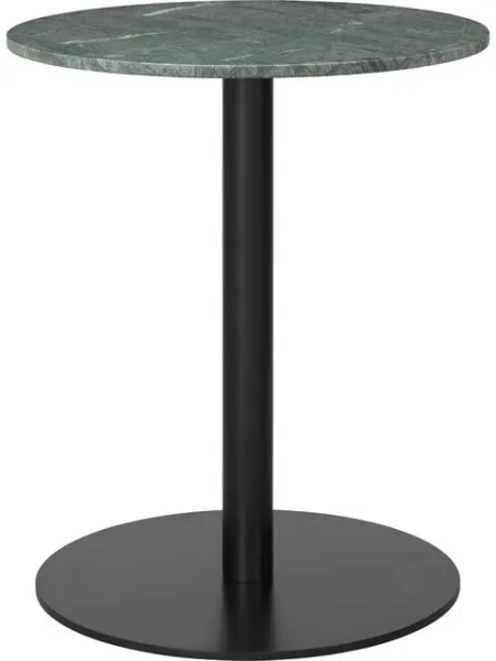 GUBI 1.0 Matbord Rund Ø60 cm med Svart Sockel och Grön Guatemala Marmorplatta