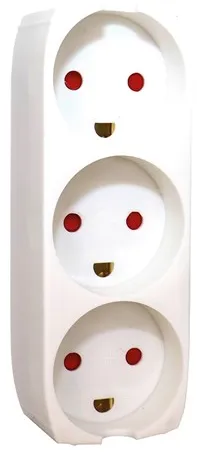 Gripo grenuttag med 3 uttag och jordning, Vit