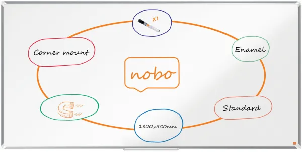 Nobo Premium Plus emaljerad whiteboard 180x90cm vit